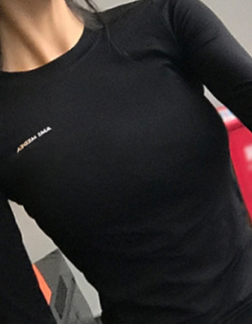 Load image into Gallery viewer, Women Yoga Top Sport Shirts High Elastic Gym  Running Breathable Long sleeve T-Shirts Thumb Hole Gym Tops Sports Wear yoga suit
