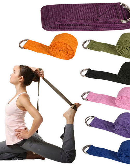 Load image into Gallery viewer, 180cm Multicolors Yoga Stretch Strap D-Ring Belt Fitness Exercise Gym Rope Figure Waist Leg Resistance Fitness Bands Yoga Belt
