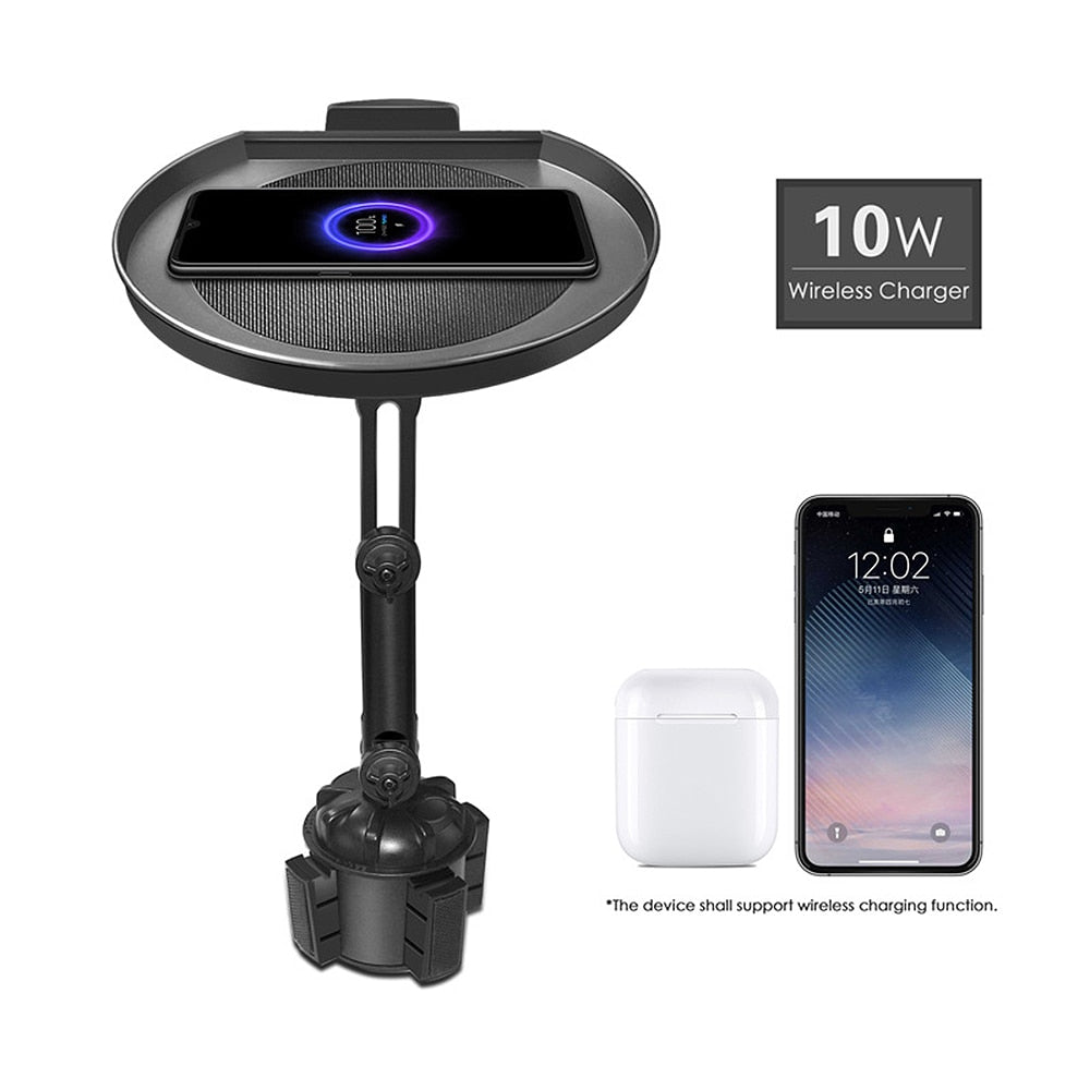 Multifunctional Car Food Tray Drink Cup Holder Eating Table 10W Wireless Car Charger For Phone Interior Cupholder Accessories