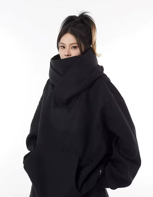Load image into Gallery viewer, American High Street Mechanical Style Outwear Social Fear Turtleneck Hooded Sweatshirt Men and Women Loose Tops 2024 Hooded Thin
