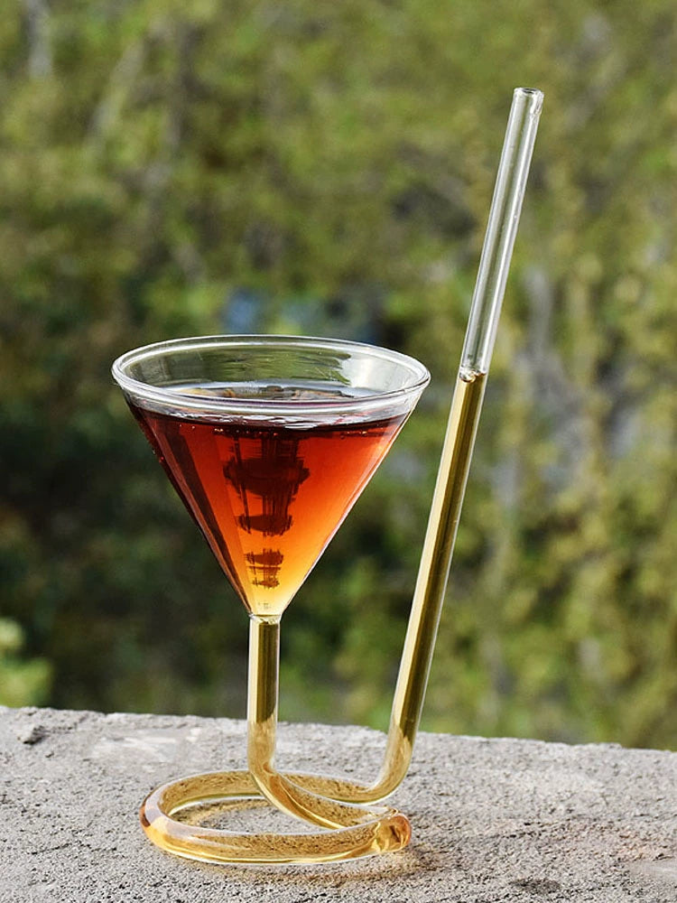 Trending Creative Rotate Matini Cocktail Glass Vampire Cup Wine Glass Long Tail Cocktail Glass Molecular Wine Glass