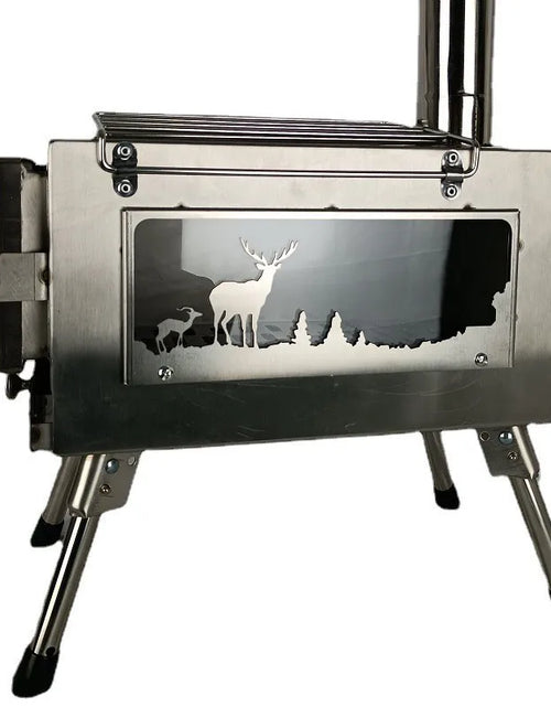 Load image into Gallery viewer, Stainless Steel Firewood Heating Stove Glass Window View Camping Heating Tent Wood Stove
