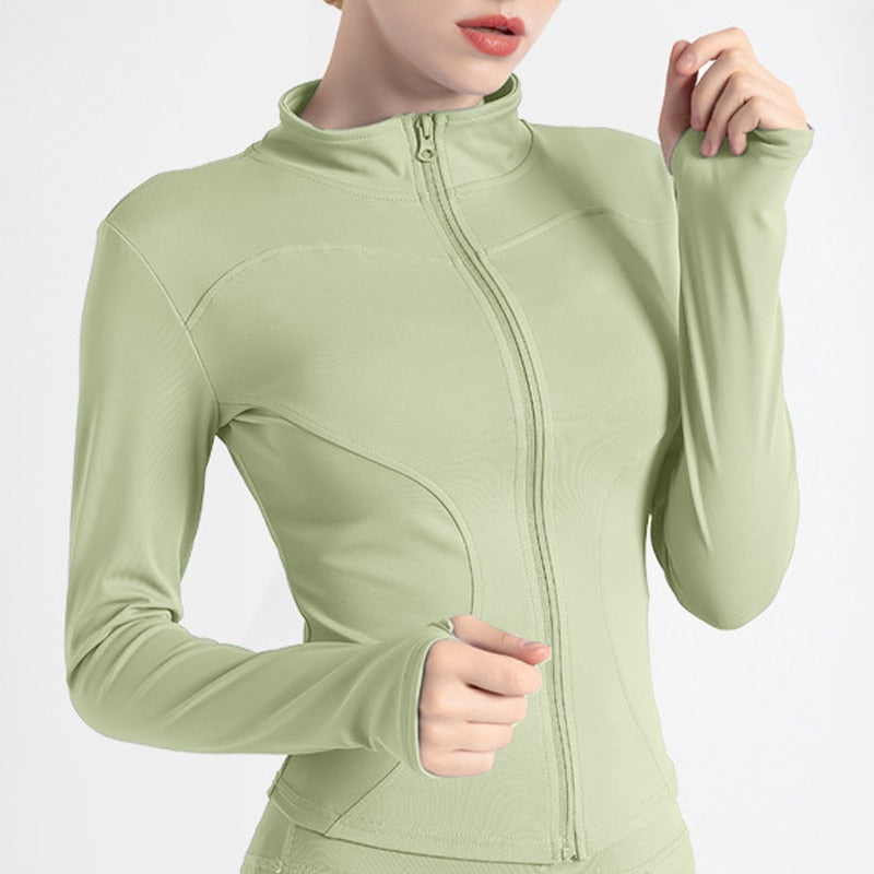Peeli Long Sleeve Sports Jacket Women Zip Fitness Yoga Shirt Winter Warm Gym Top Activewear Running Coats Workout Clothes Woman