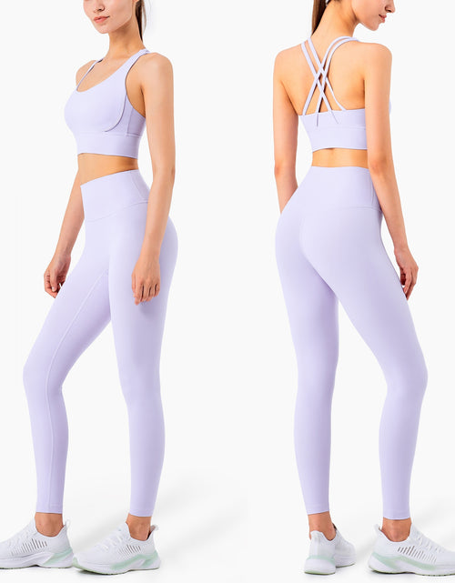 Load image into Gallery viewer, Vnazvnasi Yoga Set 2 Piece Workout Clothes for Women Cross Back Crop Top Sports Bra Fitness Top Gym Leggings Yoga Sportswear
