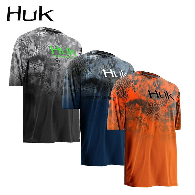 2023 HUK Fishing Shirts Men Summer Outdoor Short Sleeve Fishing Jerseys Fish Apparel Protection Breathable Angling Clothing