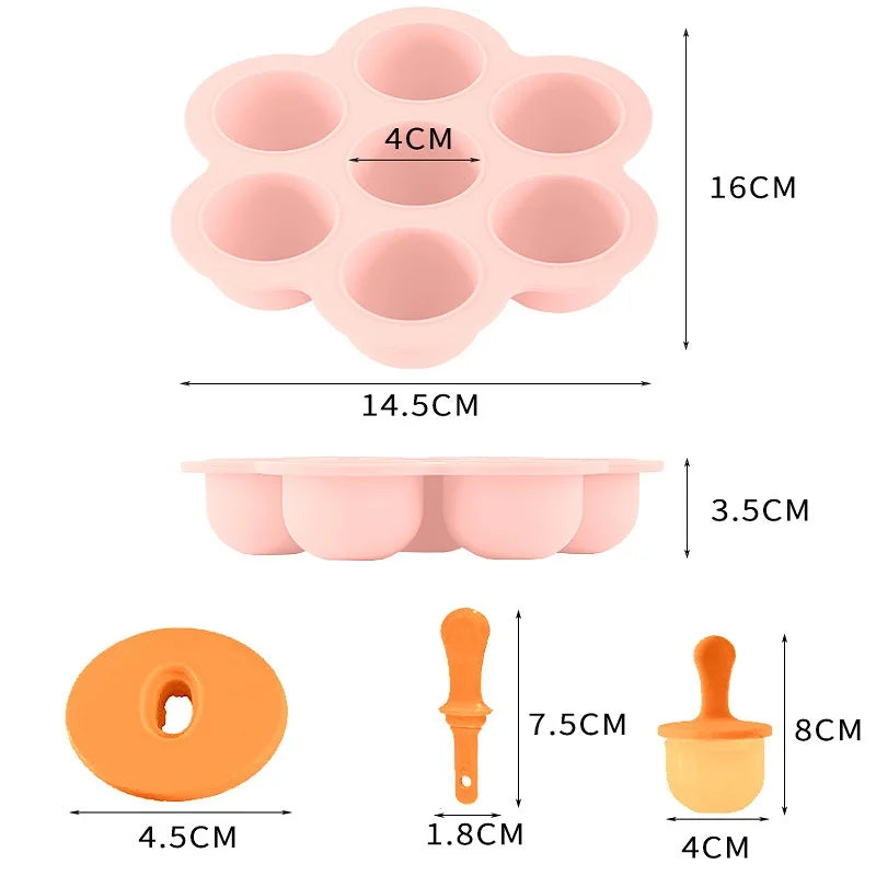 1pc 7 Holes DIY Ice Cream Pops Silicone Mold Ice Cream Ball Maker Popsicles Molds Baby Fruit Shake Home Kitchen Accessories Tool