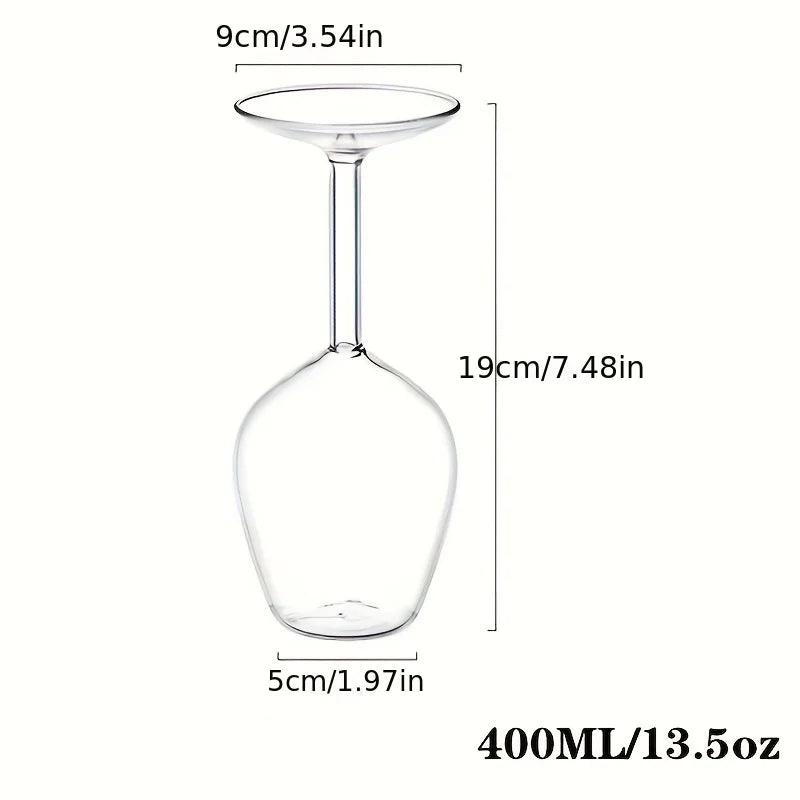 1pc 13.5oz Upside Down Wine Glass for Scotch Whisky Cocktail Perfect for Bar Pub Restaurant and Home Use Glass Cup Kitchenware