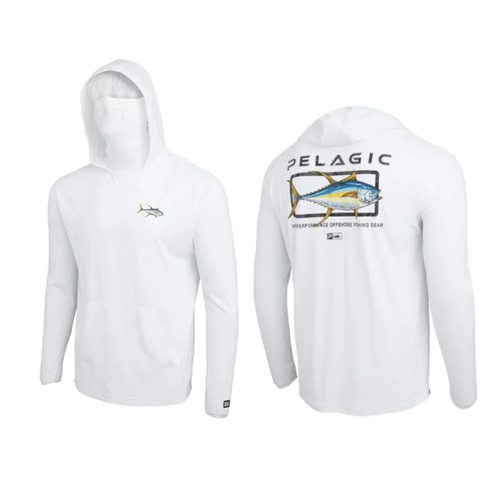 Pelagic Fishing Shirts Summer Outdoor Men Long Sleeve Face Cover T Shirt Fish Apparel Sun Protection Breathable Hooded Clothing
