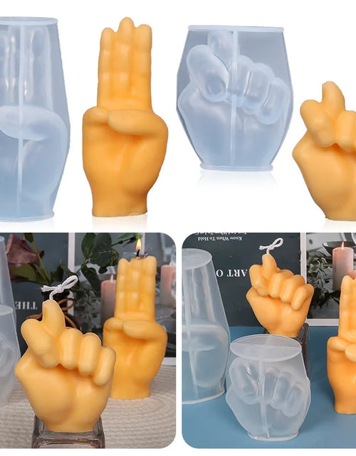 Load image into Gallery viewer, 3D Middle Finger Candle Silicone Mold DIY Gesture Aromatherapy Plaster Art Soap Resin Crafts Making Tools Holiday Party Gifts
