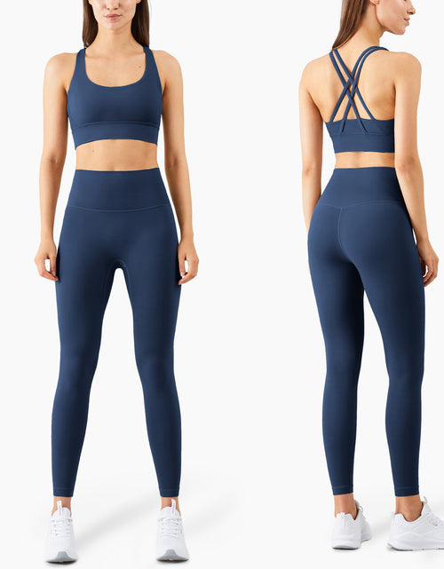 Load image into Gallery viewer, Vnazvnasi Yoga Set 2 Piece Workout Clothes for Women Cross Back Crop Top Sports Bra Fitness Top Gym Leggings Yoga Sportswear
