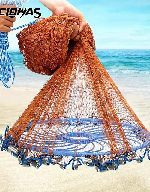 Load image into Gallery viewer, XCLOHAS American Hand Cast Net with Flying Disc High Strength Fly Cast Fishing Network 300/360/420/480/540/600/720cm Throw Net
