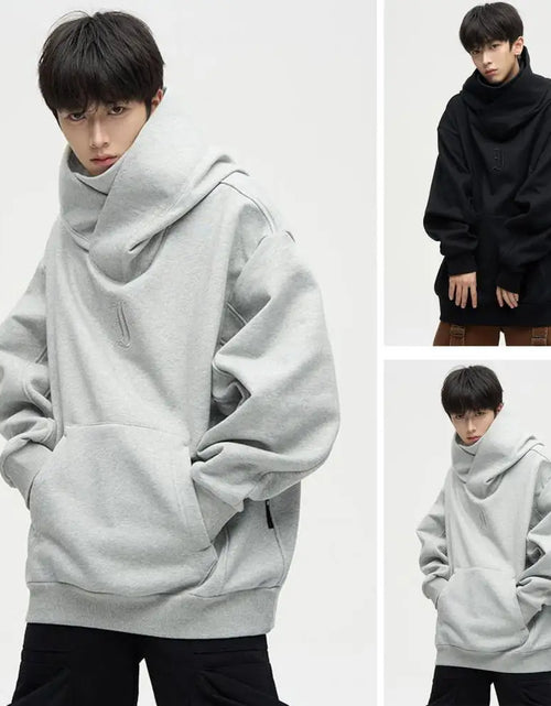 Load image into Gallery viewer, Men Sweatshirt Japanese Harajuku Streetwear Cyber Punk Scarf Collar Hoodie Winter Autumn Comfortable Pullover Sweatshirt
