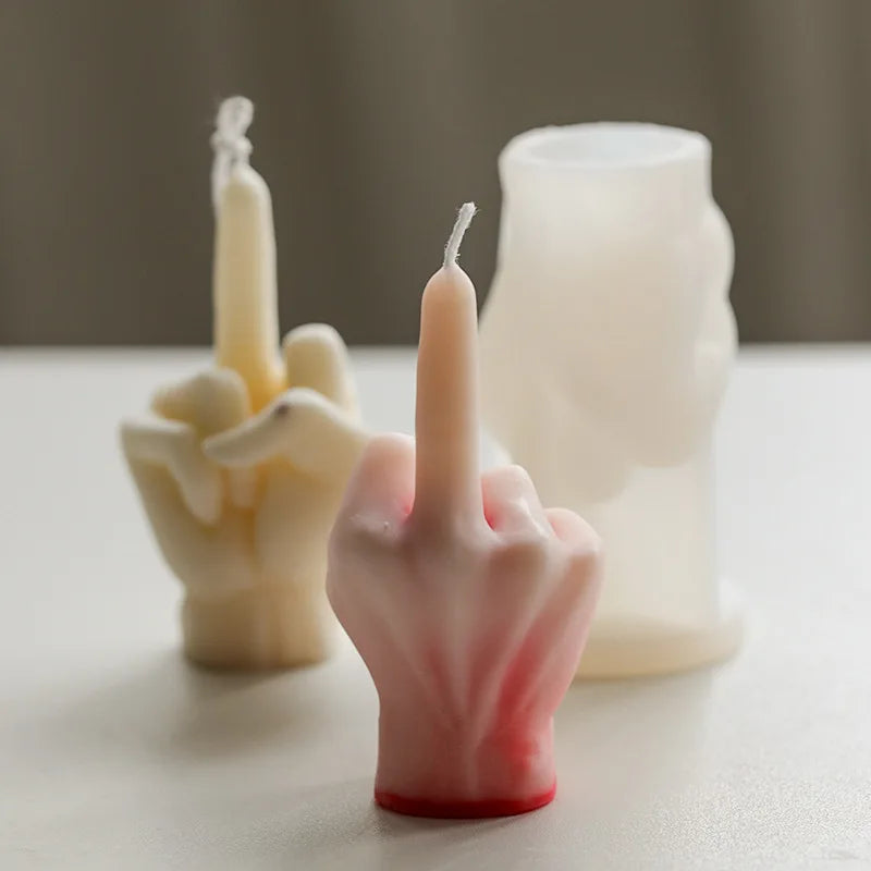 3D Middle Finger Candle Silicone Mold DIY Gesture Aromatherapy Plaster Art Soap Resin Crafts Making Tools Holiday Party Gifts
