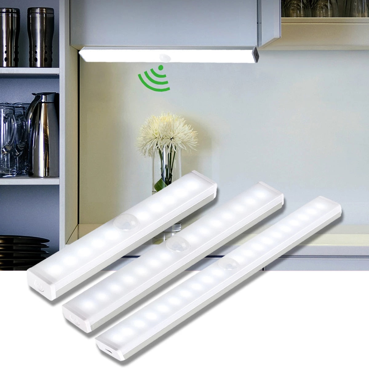 10/14/20/36 LEDs Long Strip Night Lamp Magnetic  PIR Motion Sensor Closet Light USB Rechargeable For Home Bedroom Stairs Kitchen