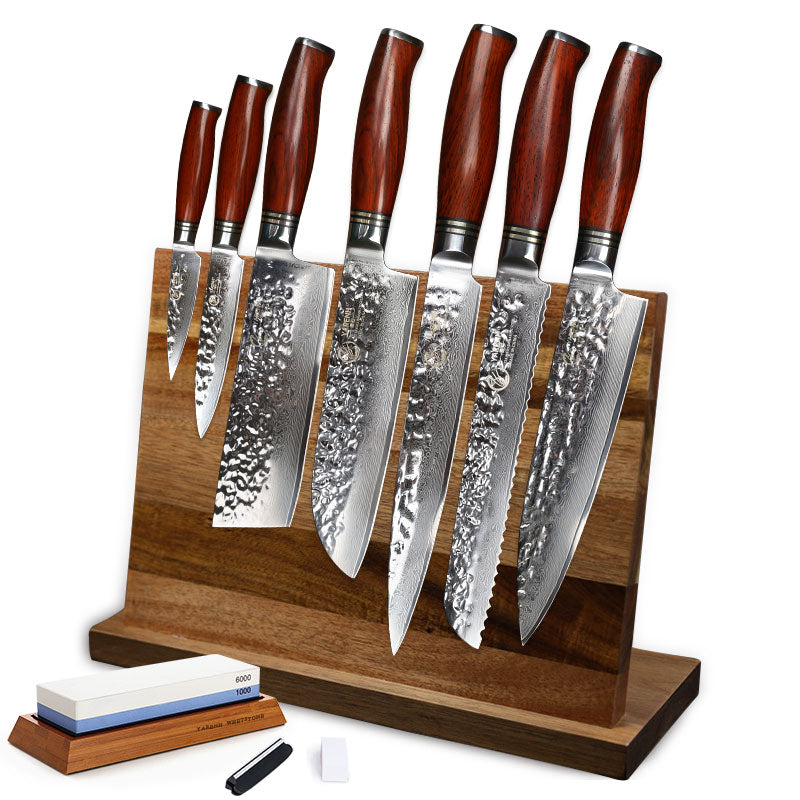 YARENH Professional Chef Knife Set - Kitchen Magnetic Knife Holder - Japanese Damascus Stainless Steel Knives Sets - Chef&#39;s Gift