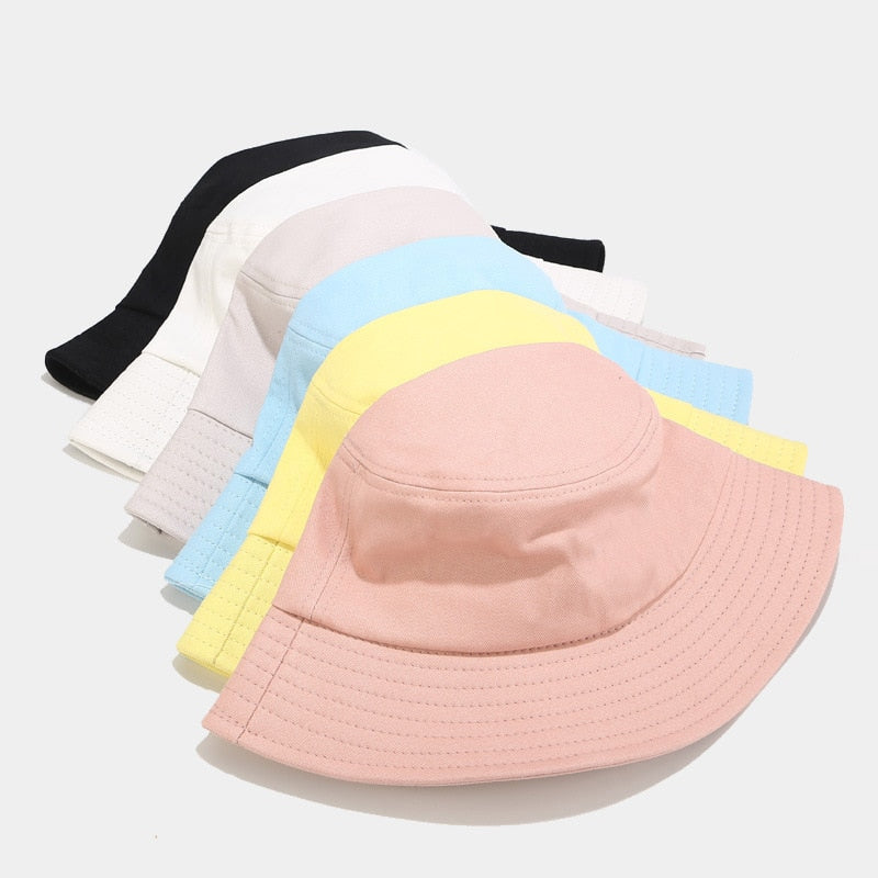 Unisex Spring Summer 100% Cotton Bucket Hat Women Outdoor Sunscreen Fishing Cap Men Bob Chapeau Panama Foldable Sun Hats