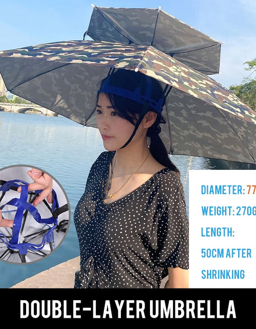 Load image into Gallery viewer, Foldable Sunscreen Umbrella Hat Outdoor Beach Travel Sport Hat Hiking Camping Fishing Cap Double Layer Headwear Camouflage
