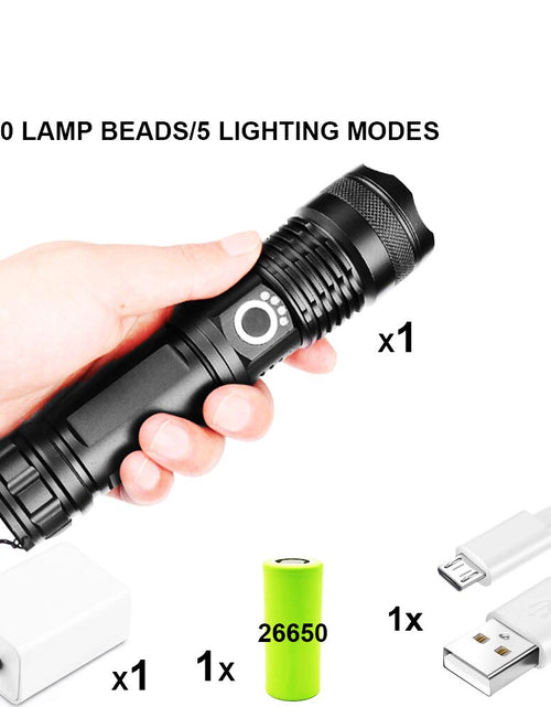 Load image into Gallery viewer, ZK20 Dropshipping 8000LM XHP90 XHP50 XHP70 LED Flashlight Zoomable USB Rechargeable Power Display Torch 26650 Handheld Light
