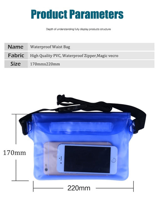 Load image into Gallery viewer, Waterproof Swimming Bag Ski Drift Diving Shoulder Waist Pack Bag Underwater Mobile Phone Bags Case Cover For Beach Boat Sports
