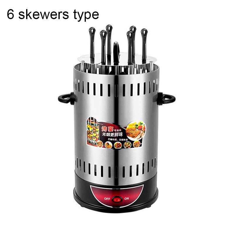Revolving Vertical Electric Kebab Grill 6/8/10 Sticks Automatic Rotating Barbecue Smokeless BBQ Rotisserie Lamb Skewers Oven EU