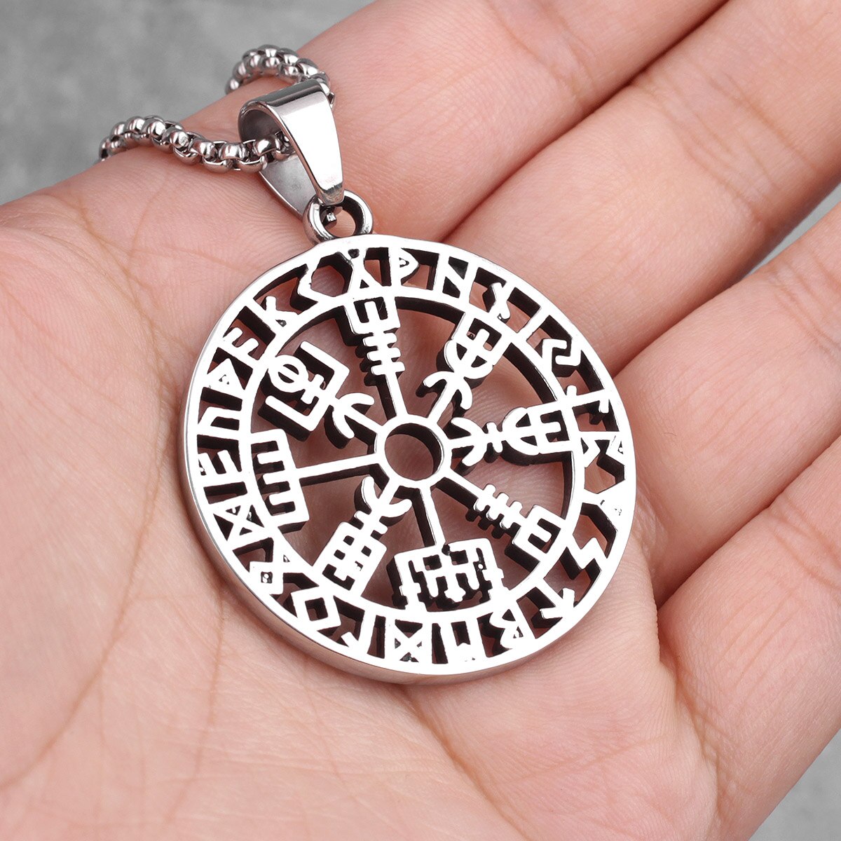 Stainless Steel Viking Pirate Odin Runes Men Necklaces Pendants Chain Punk for Boyfriend Male Jewelry Creativity Gift Wholesale