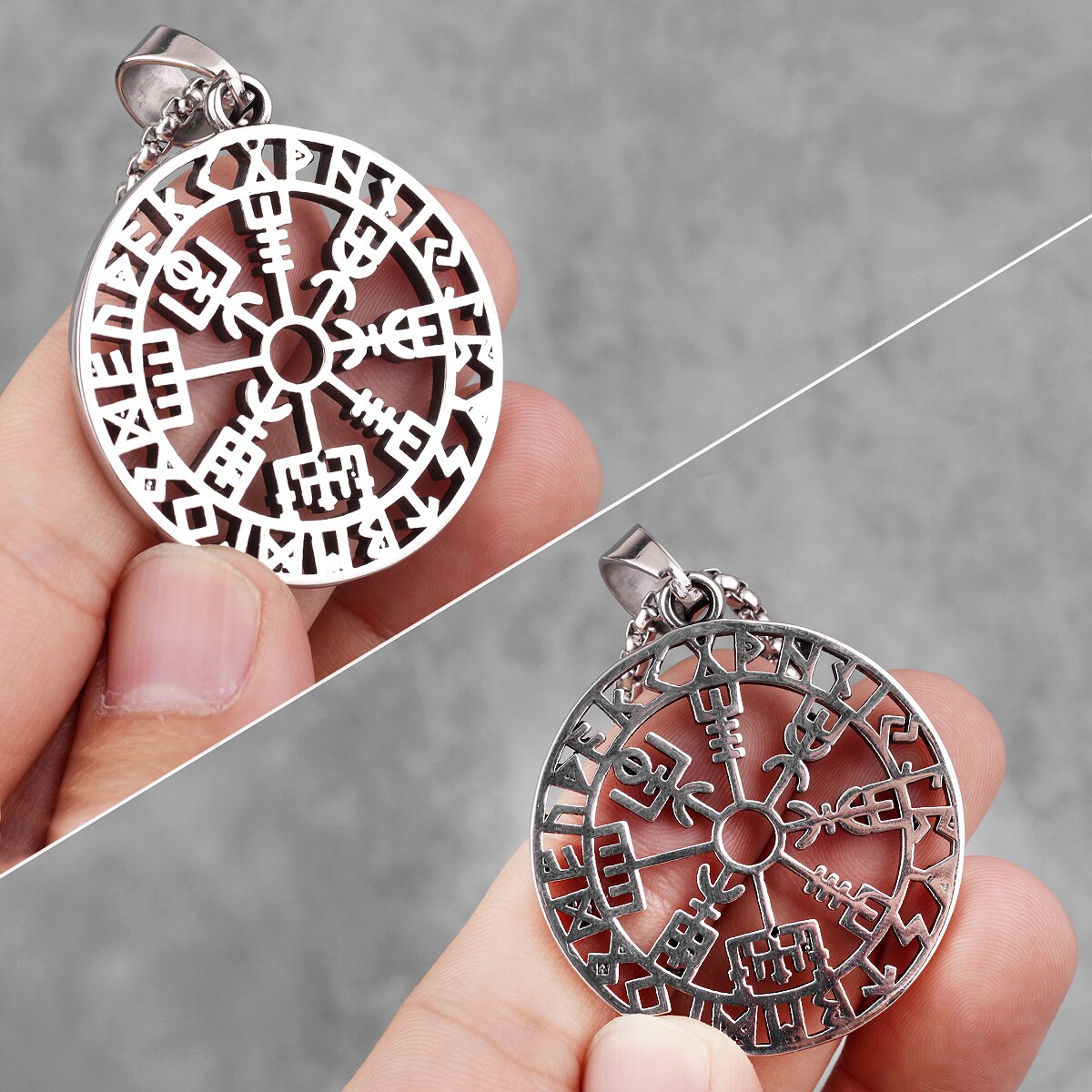 Stainless Steel Viking Pirate Odin Runes Men Necklaces Pendants Chain Punk for Boyfriend Male Jewelry Creativity Gift Wholesale
