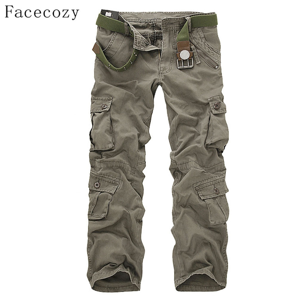 Facecozy Men Tactical Military Cargo Pants Winter Male Outdoor Multi-pockets Windproof Camping Trekking Fishing Hiking Trousers