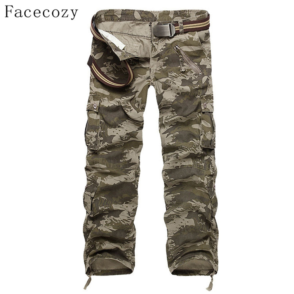 Facecozy Men Tactical Military Cargo Pants Winter Male Outdoor Multi-pockets Windproof Camping Trekking Fishing Hiking Trousers