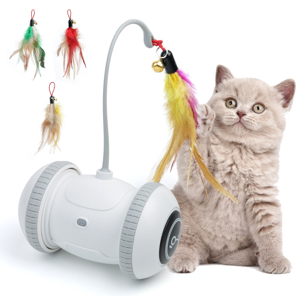 Self-Playing Kitten Toys for Pets USB Rechargeable Automatic Sensor Cat Toy Smart Robotic Interactive Electronic Feather Teaser